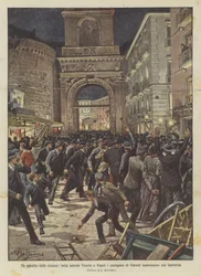 Epizod wyborów, w sekcji wikariatu w Neapolu partyzanci Ciecottiego budują barykadę